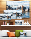 Sea Foam in Empty Rocky Seaside - Large Seascape Art Canvas Print