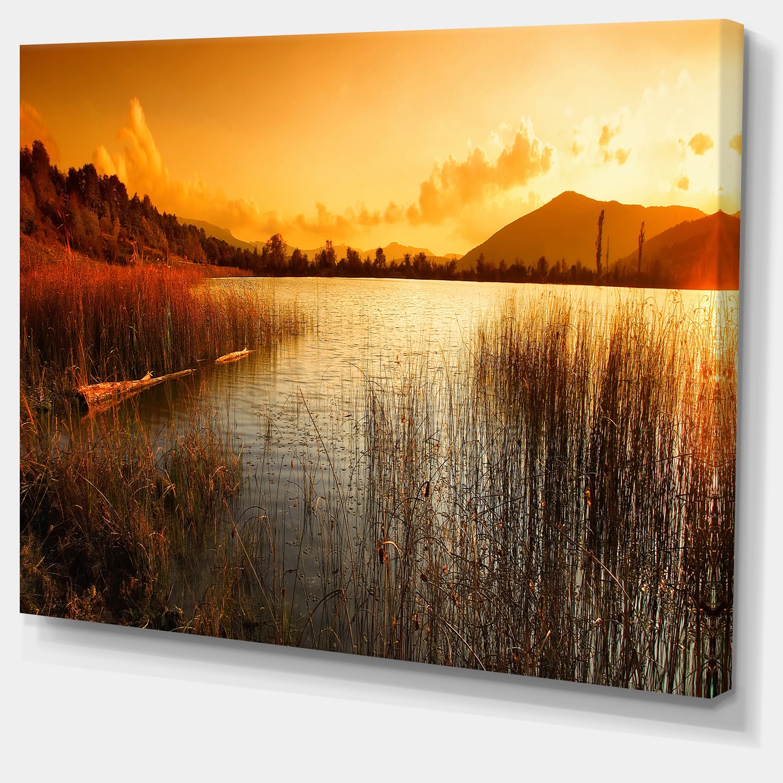 Calm Evening with Lake and Mountains - Landscape Artwork Canvas