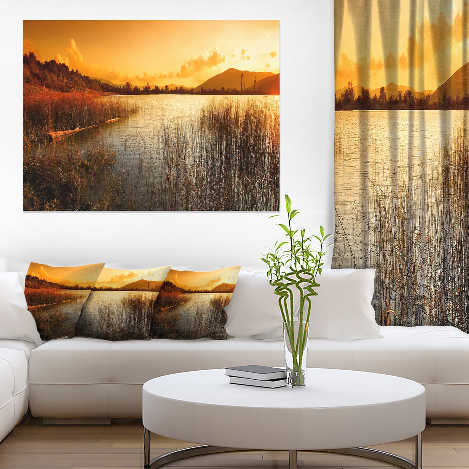 Calm Evening with Lake and Mountains - Landscape Artwork Canvas