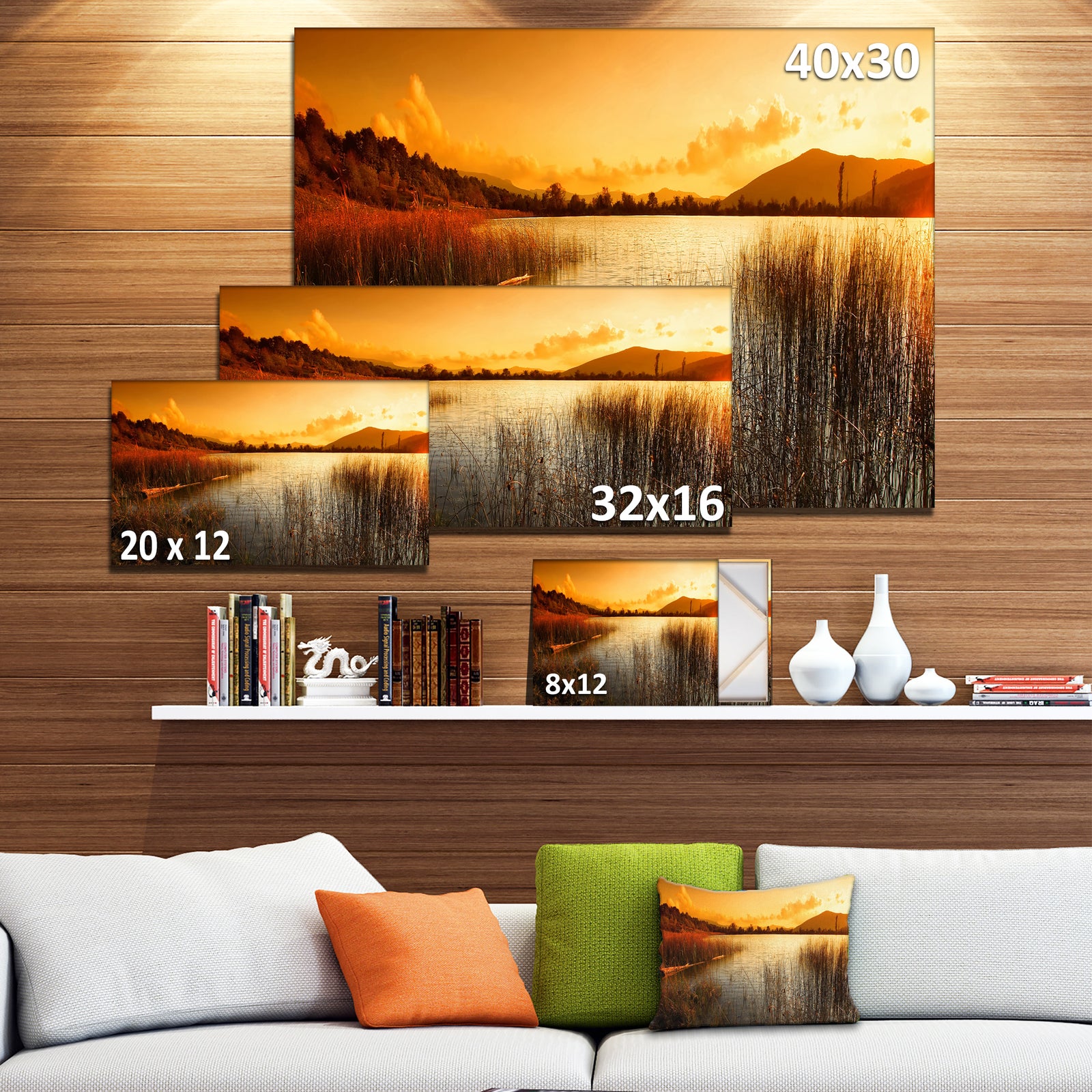 Calm Evening with Lake and Mountains - Landscape Artwork Canvas