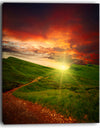 Majestic Sunset and Path in Meadow - Landscape Artwork Canvas