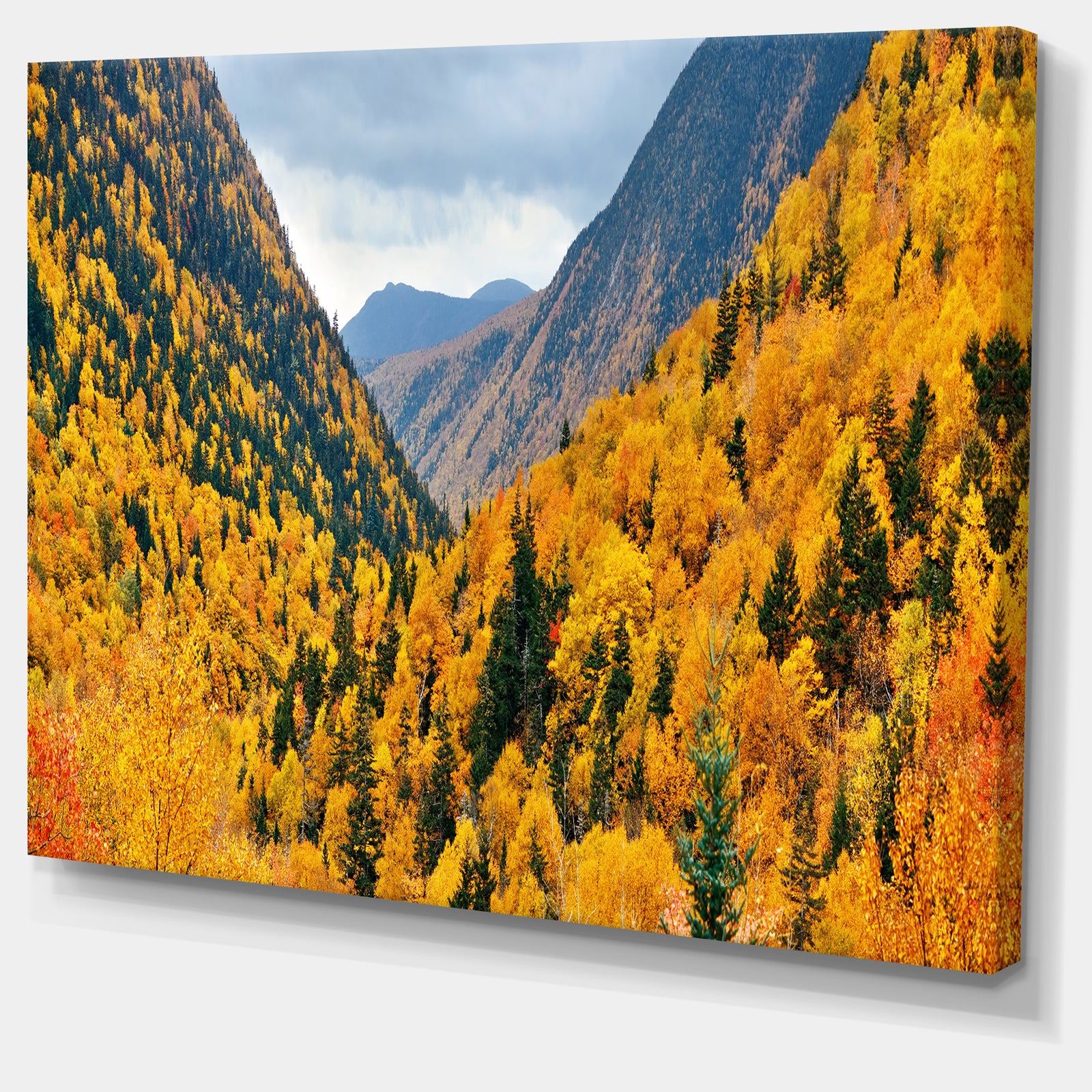 Yellow Autumn Foliage Over Hills - Landscape Artwork Canvas