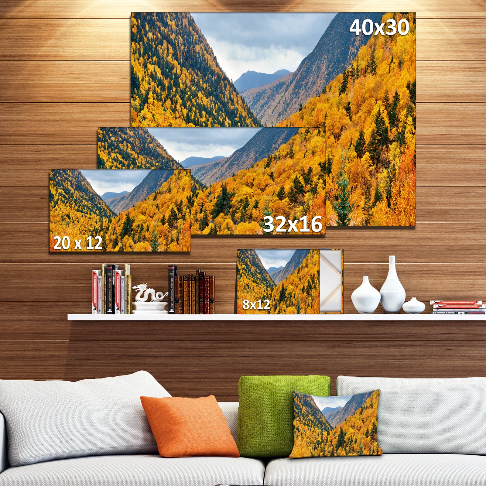 Yellow Autumn Foliage Over Hills - Landscape Artwork Canvas