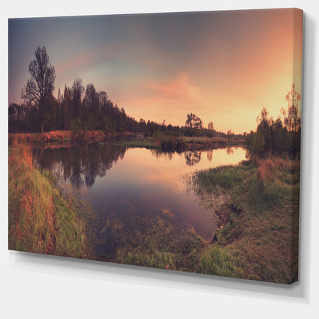 Yellow Tinged Spring Mountains - Landscape Artwork Canvas