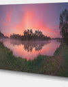 Purple Tinged Lake Sunrise View - Landscape Artwork Canvas