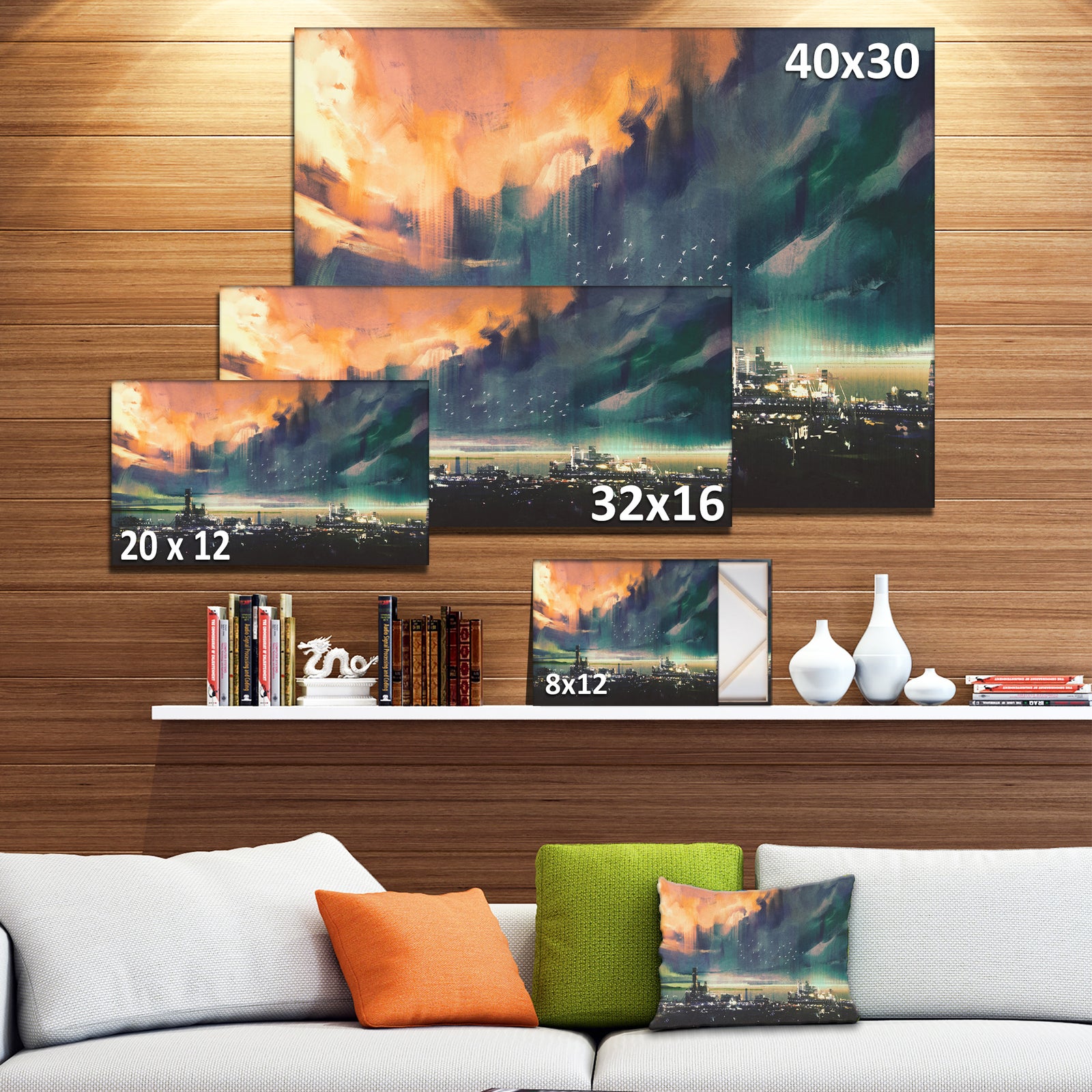 Abstract Sci-fi City Watercolor - Large Photography Canvas Art