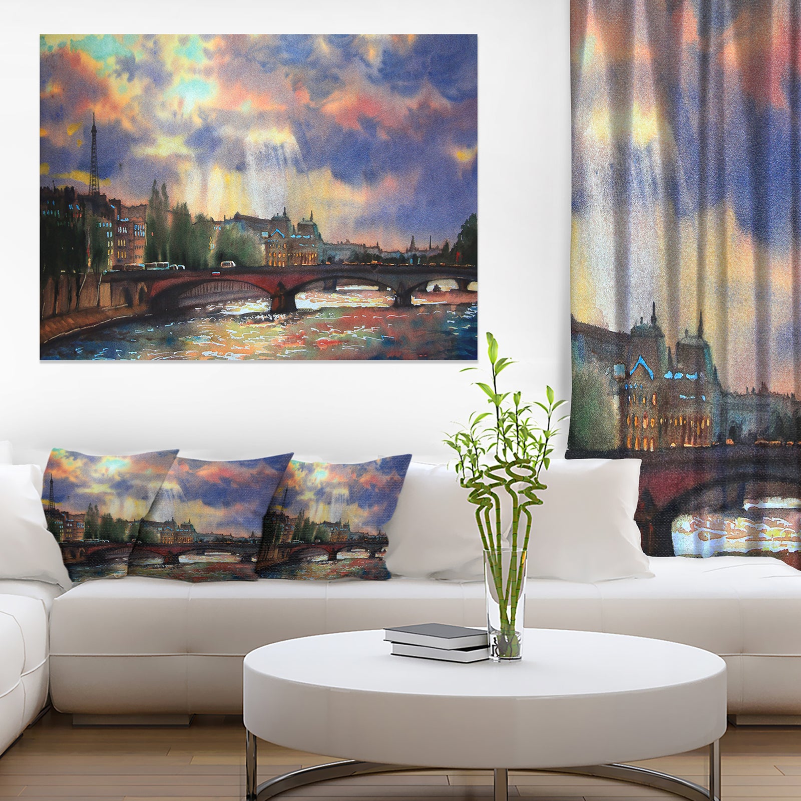 Fabulous Paris City Watercolor - Large Photography Canvas Art