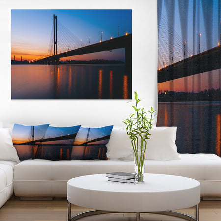 Southern Bridge Panorama in Kiev - Cityscape Artwork Canvas