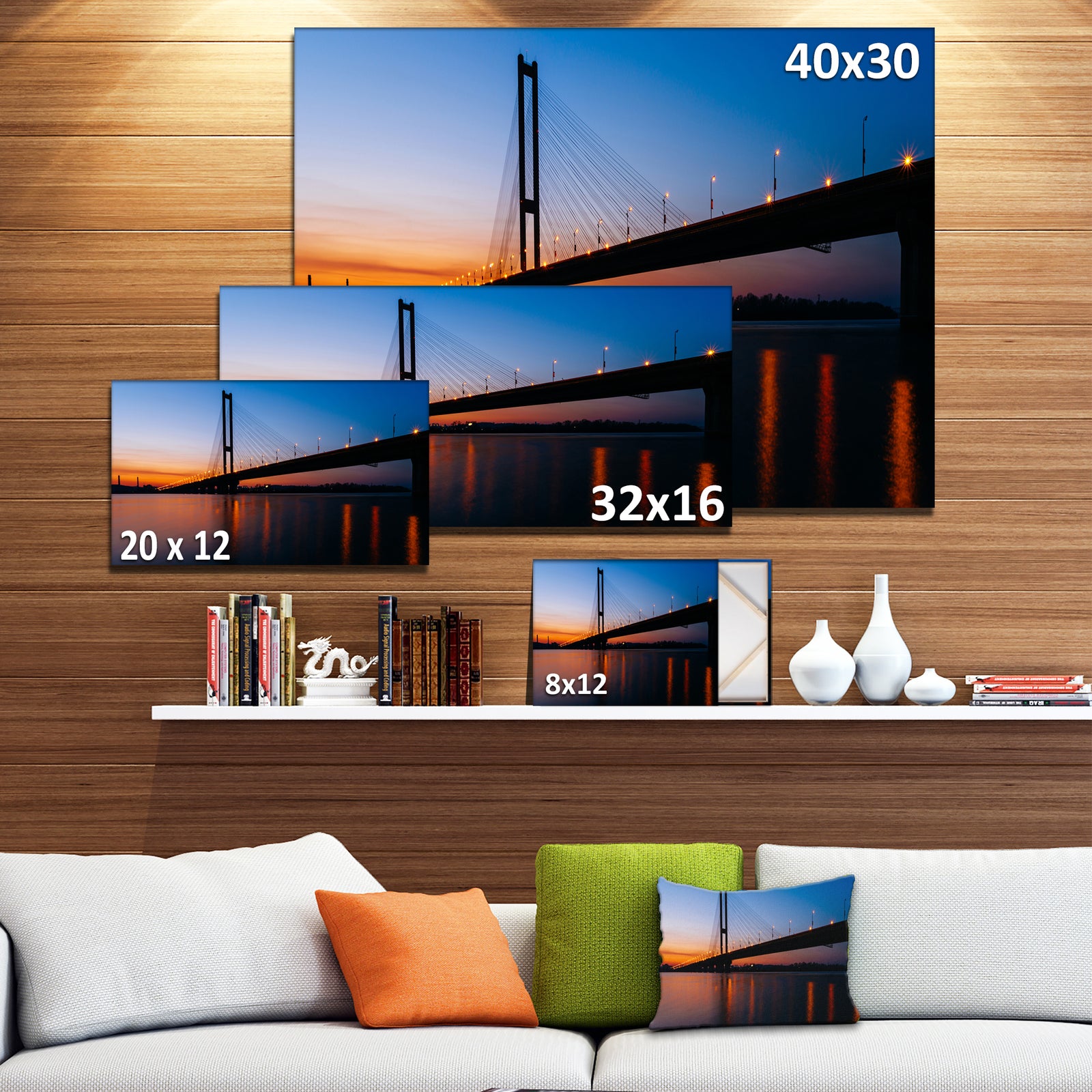 Southern Bridge Panorama in Kiev - Cityscape Artwork Canvas