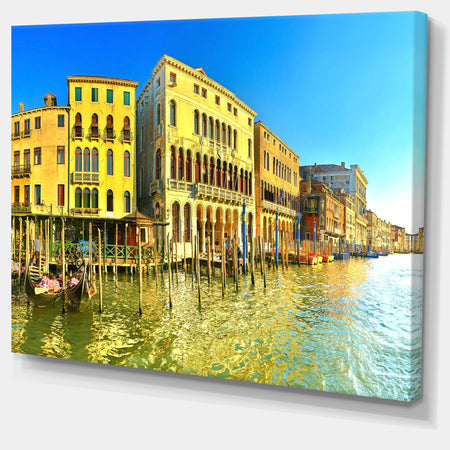 Yellow Tinged Grand Canal Venice - Cityscape Artwork Canvas