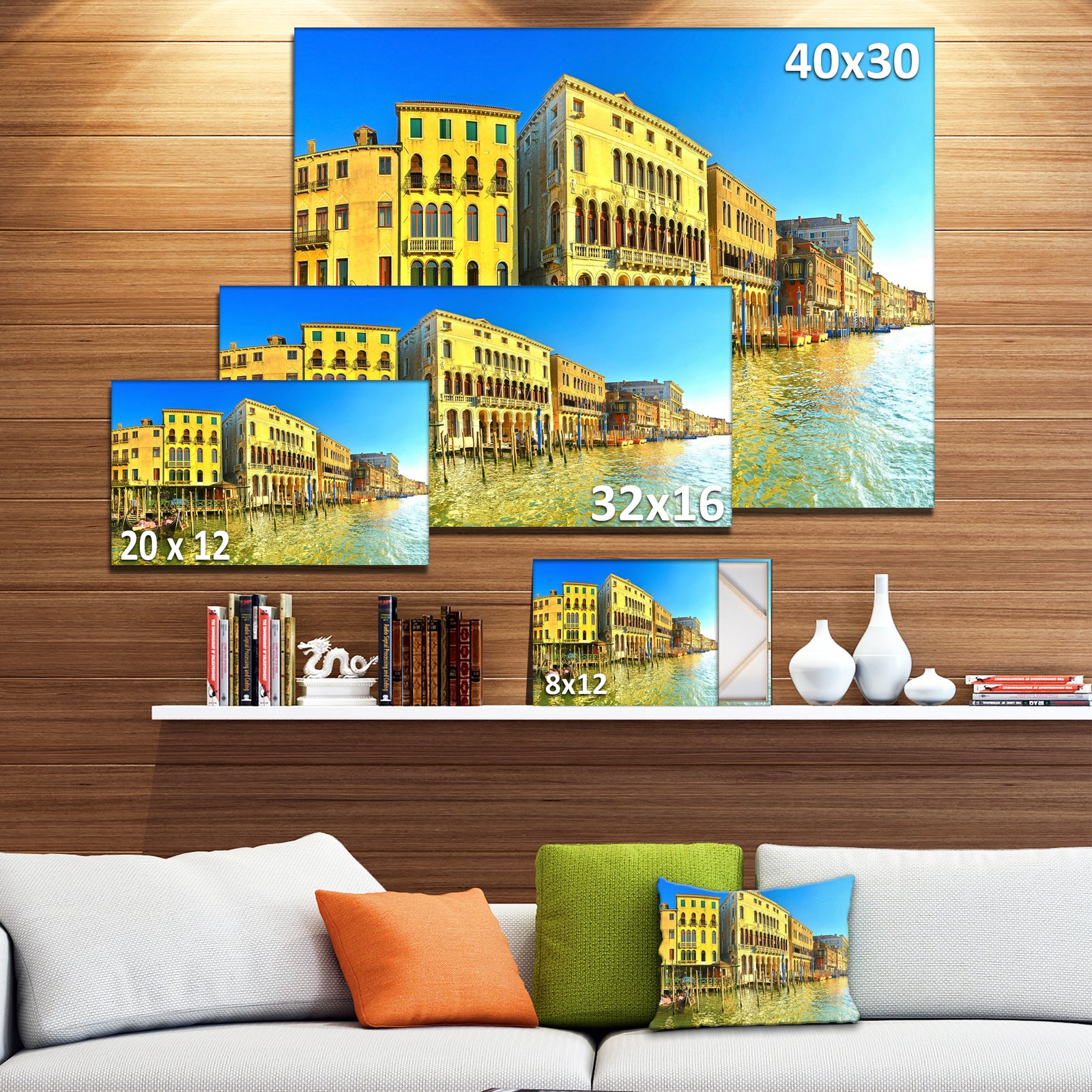 Yellow Tinged Grand Canal Venice - Cityscape Artwork Canvas