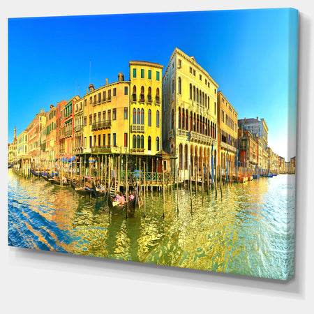 Yellow Tinged Grand Canal Panorama - Cityscape Artwork Canvas