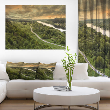 Road along the Nemunas in Green - Landscape Artwork Canvas
