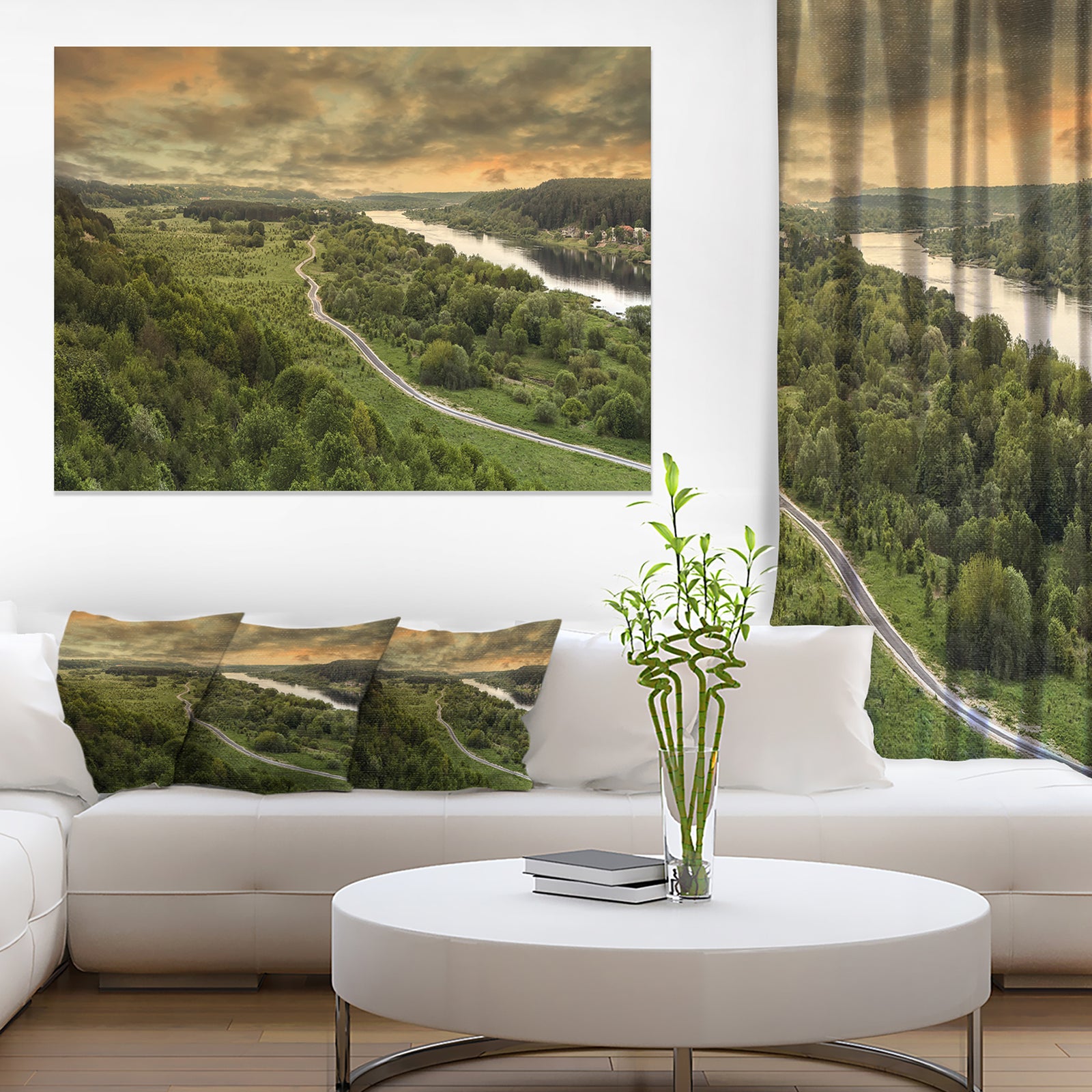 Road along the Nemunas in Green - Landscape Artwork Canvas