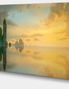 Colorful Sky and Board on Beach - Large Seascape Art Canvas Print