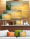 Colorful Sky and Board on Beach - Large Seascape Art Canvas Print