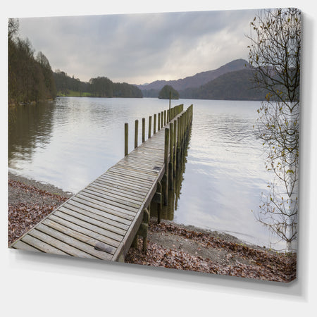 Wooden Jetty on Lake District - Wooden Sea Bridge Canvas Wall Art