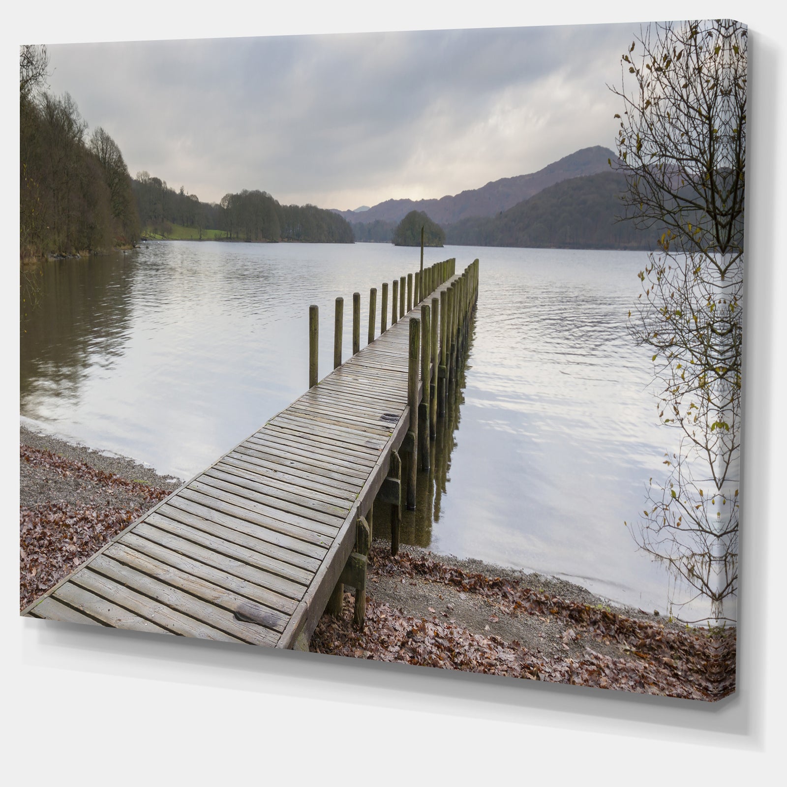 Wooden Jetty on Lake District - Wooden Sea Bridge Canvas Wall Art