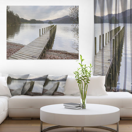 Wooden Jetty on Lake District - Wooden Sea Bridge Canvas Wall Art