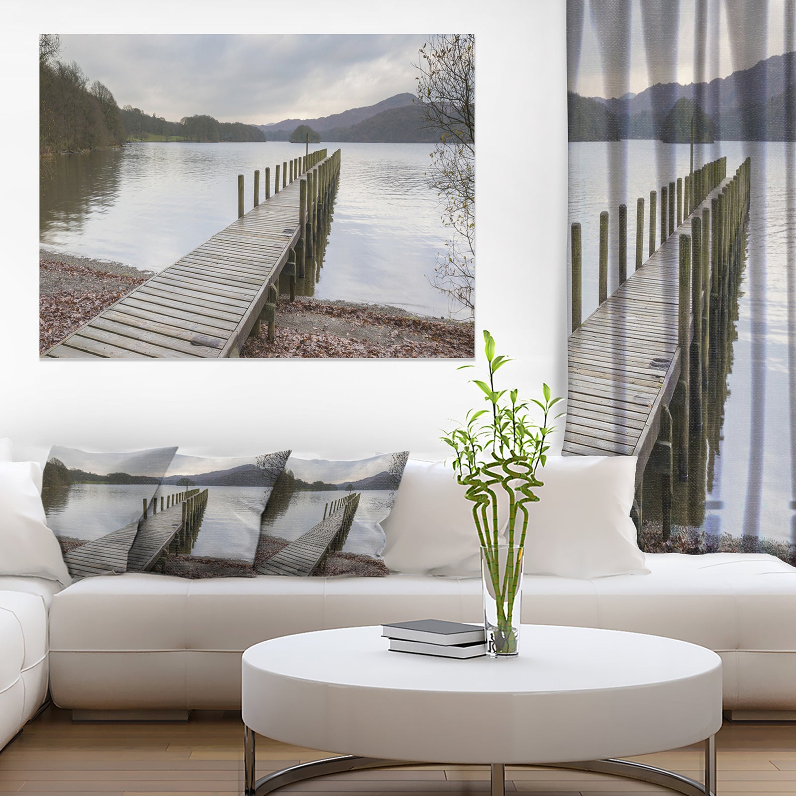Wooden Jetty on Lake District - Wooden Sea Bridge Canvas Wall Art