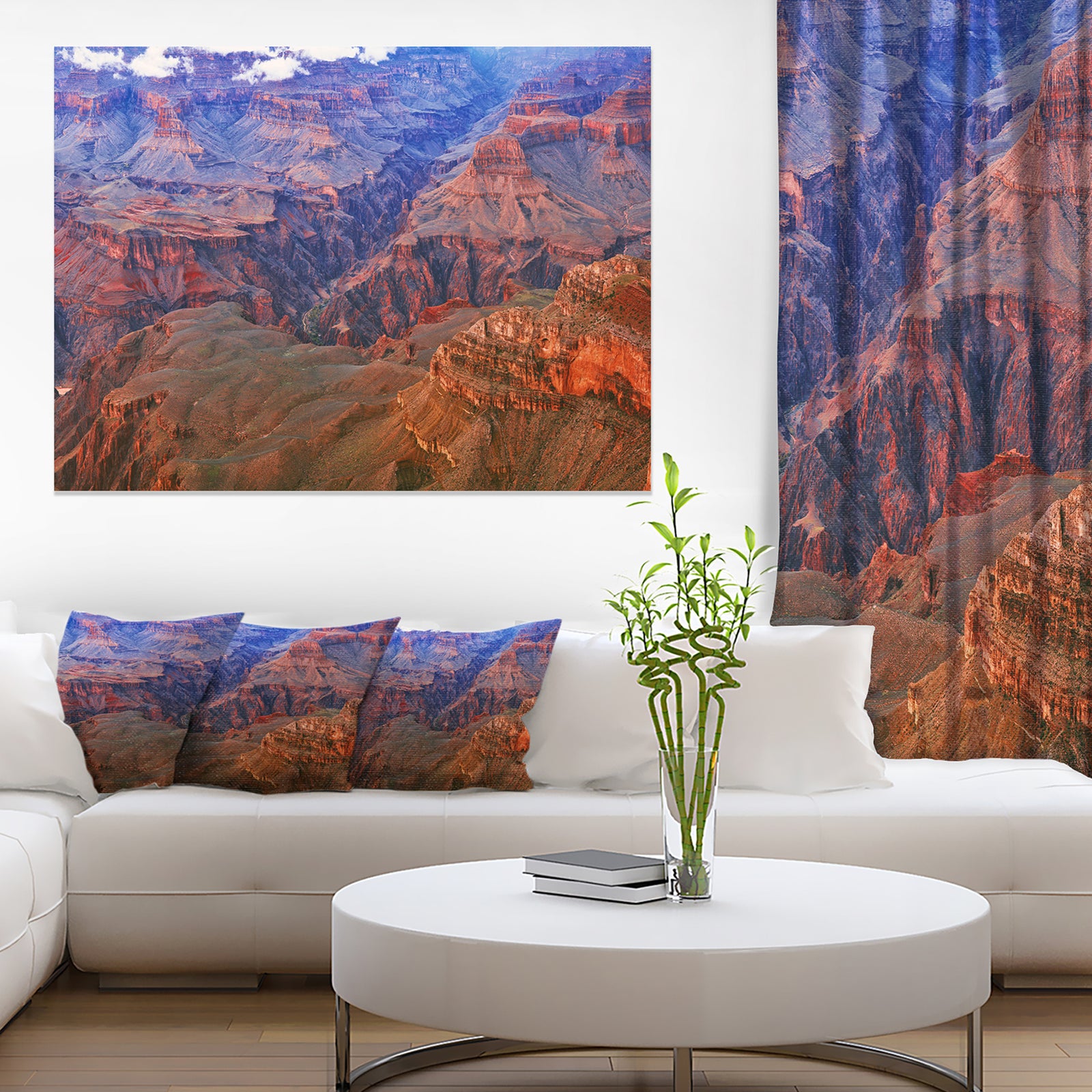 Blue and Red Grand Canyon View - Landscape Artwork Canvas