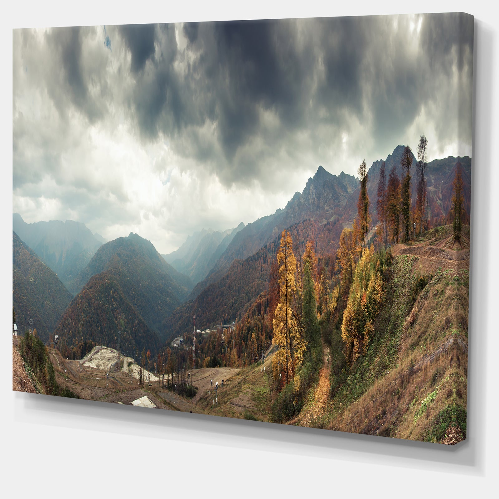 Caucasus Mountains White Panorama - Landscape Artwork Canvas