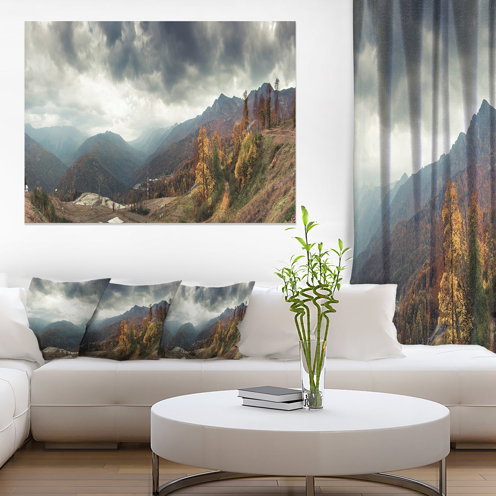 Caucasus Mountains White Panorama - Landscape Artwork Canvas
