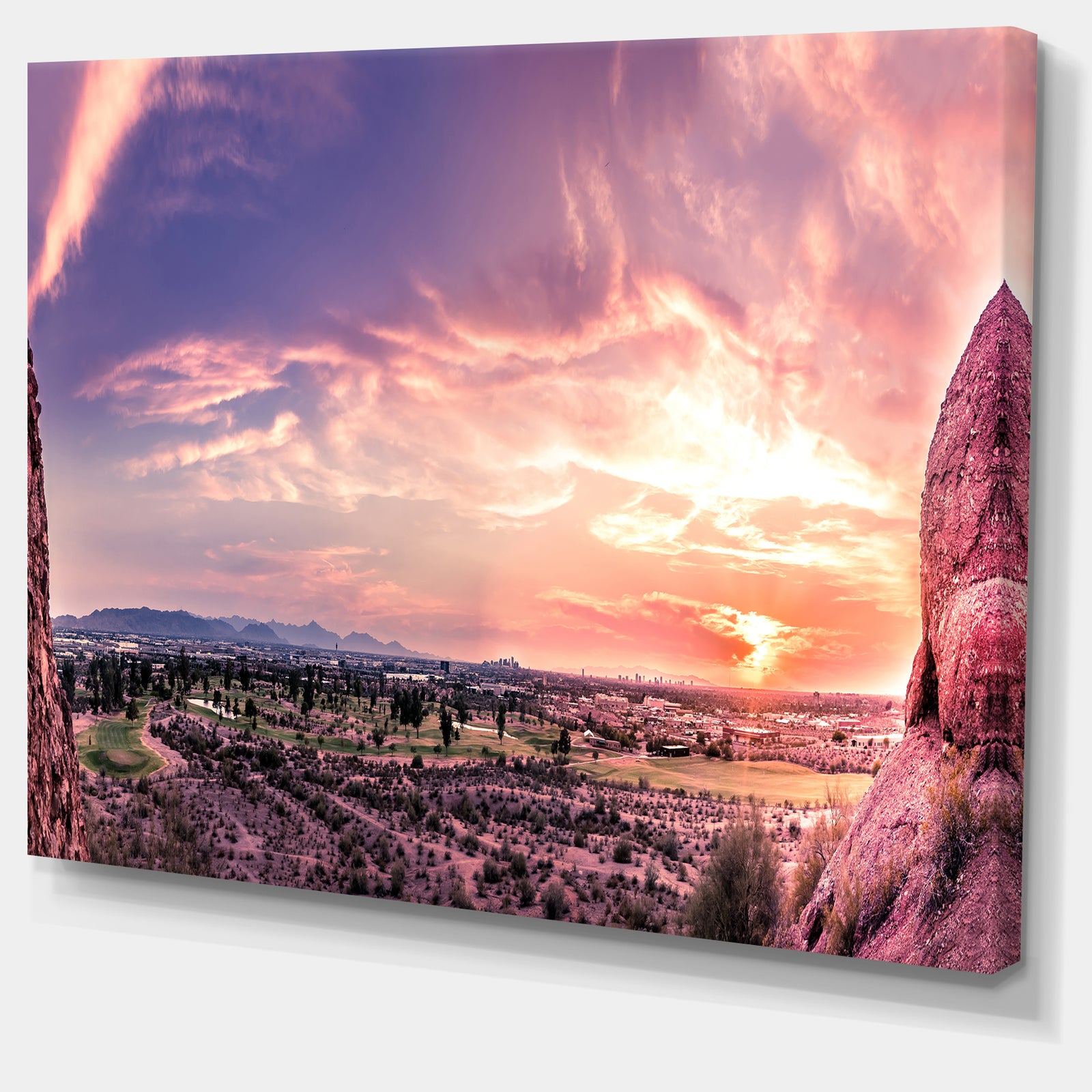 Evening Red Sky over Phoenix Arizona - Landscape Artwork Canvas