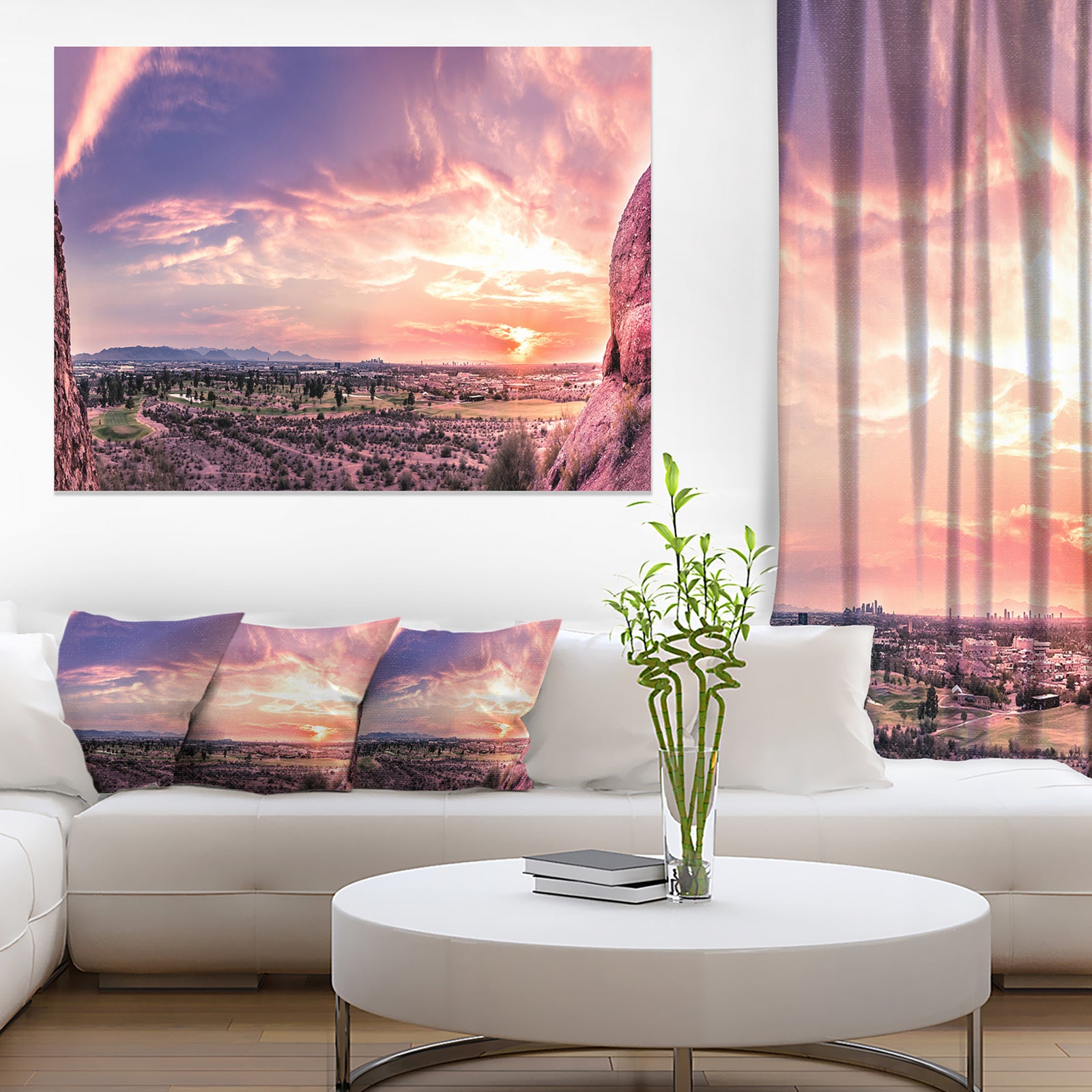 Evening Red Sky over Phoenix Arizona - Landscape Artwork Canvas