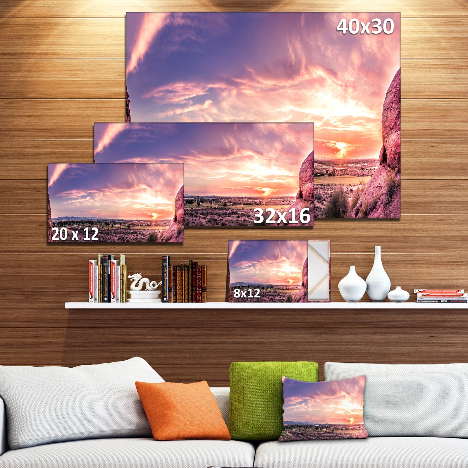 Evening Red Sky over Phoenix Arizona - Landscape Artwork Canvas