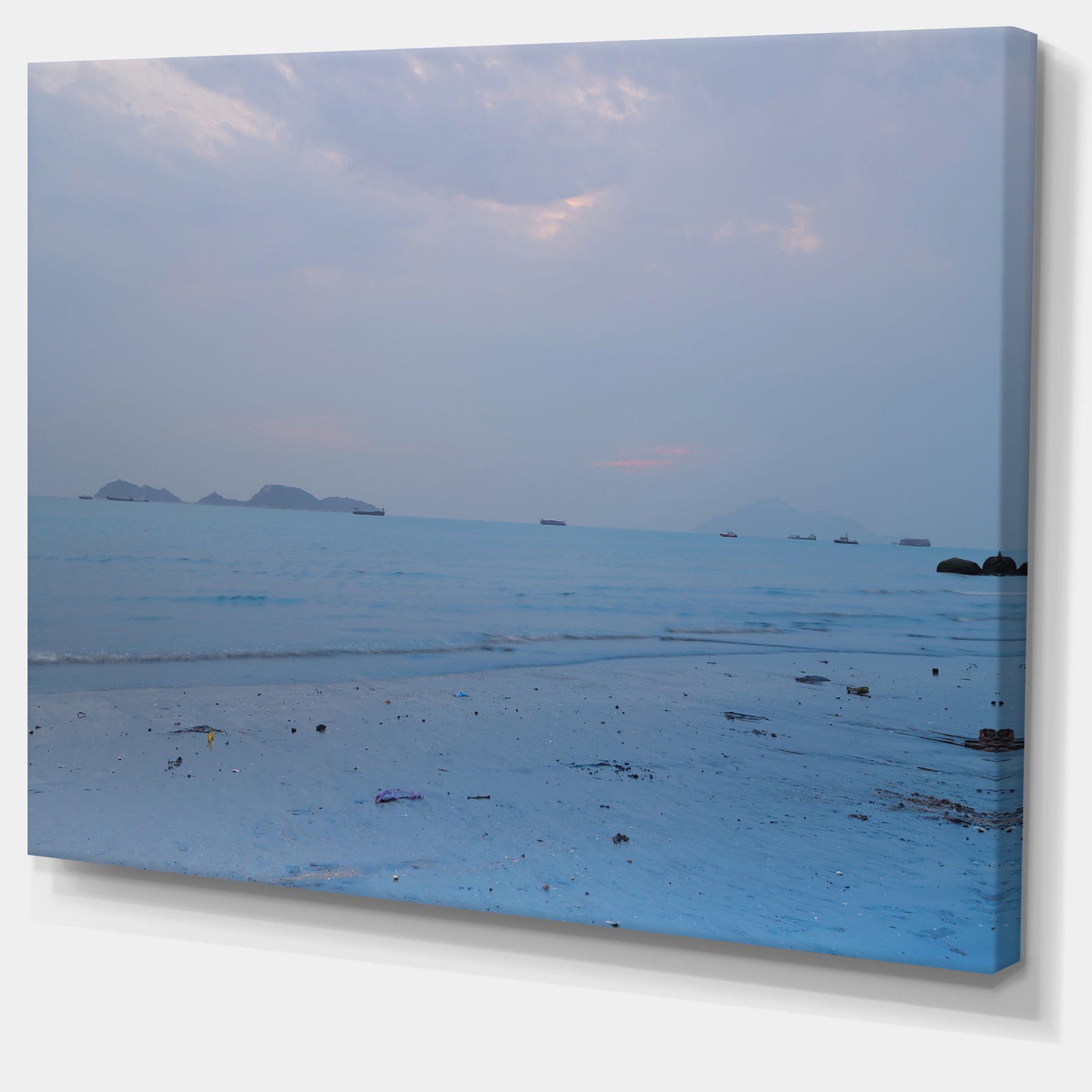 Light Blue Sunset at Lung Kwu Tan Beach - Landscape Artwork Canvas