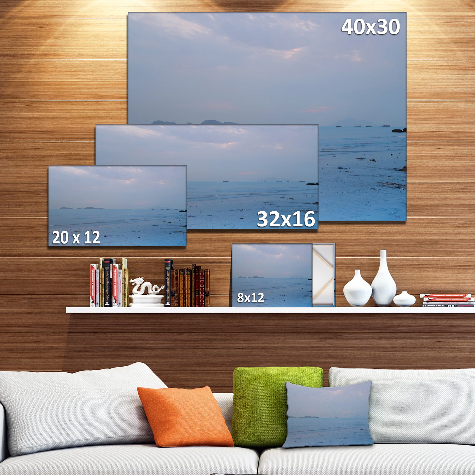 Light Blue Sunset at Lung Kwu Tan Beach - Landscape Artwork Canvas