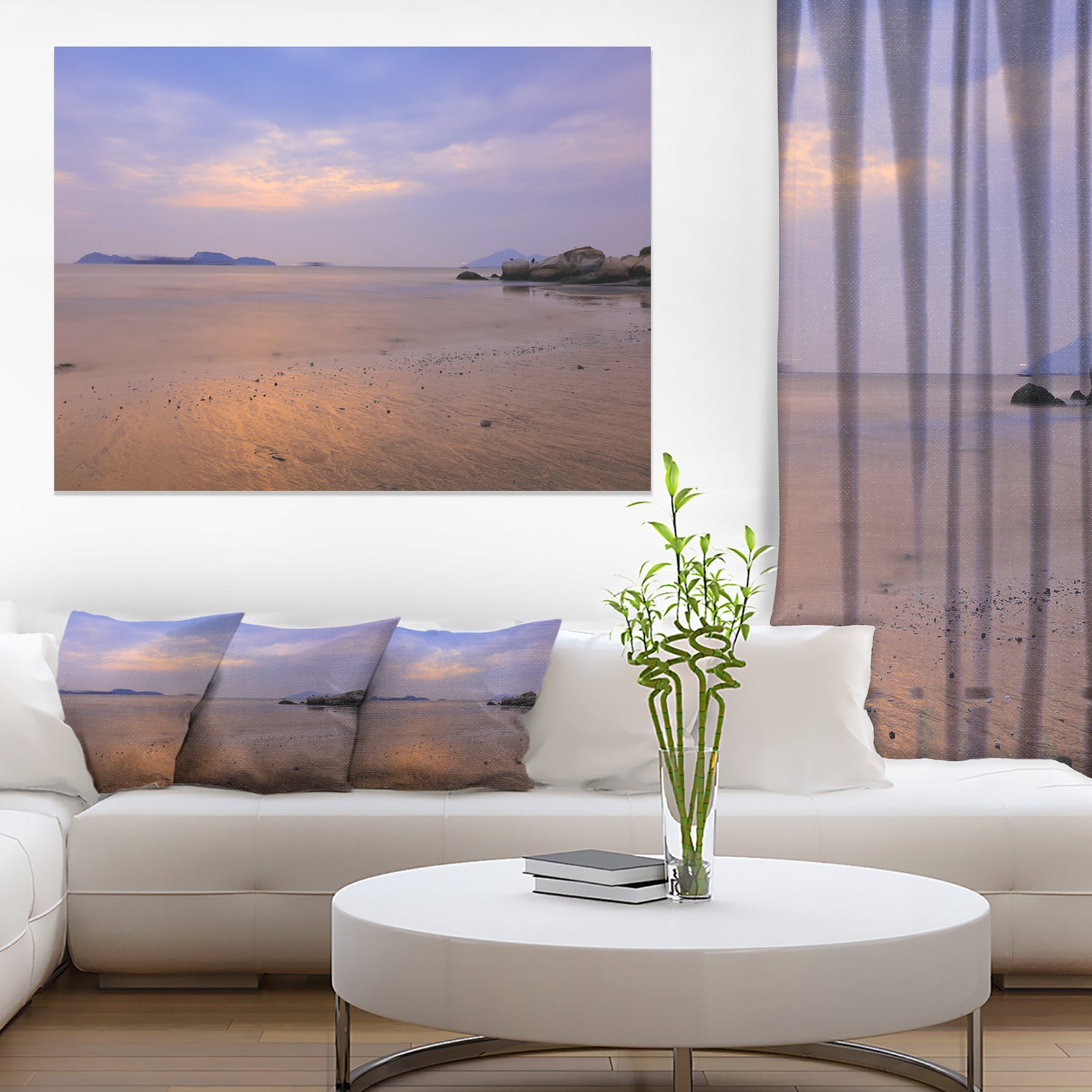 Yellowish Sunset at Lung Kwu Tan Coastline - Landscape Artwork Canvas