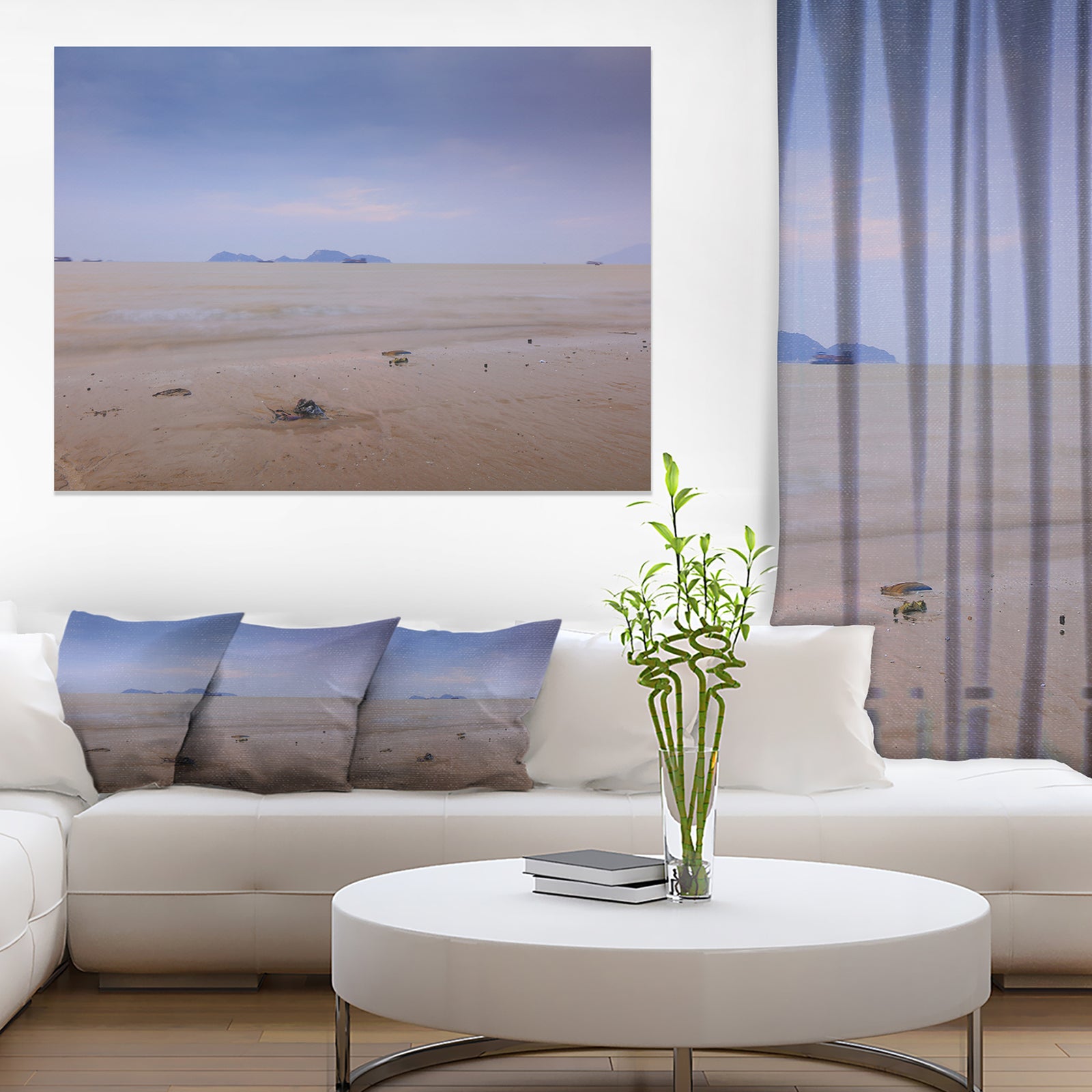 Soft Blue Sunset at Lung Kwu Tan Beach - Landscape Artwork Canvas