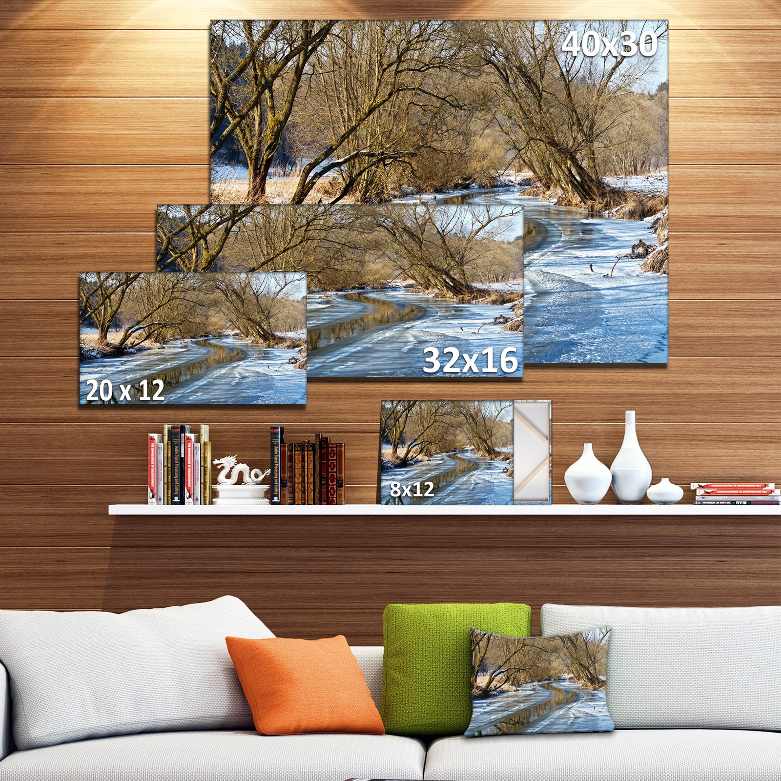 Blue Sunny Day in Winter Landscape - Landscape Artwork Canvas