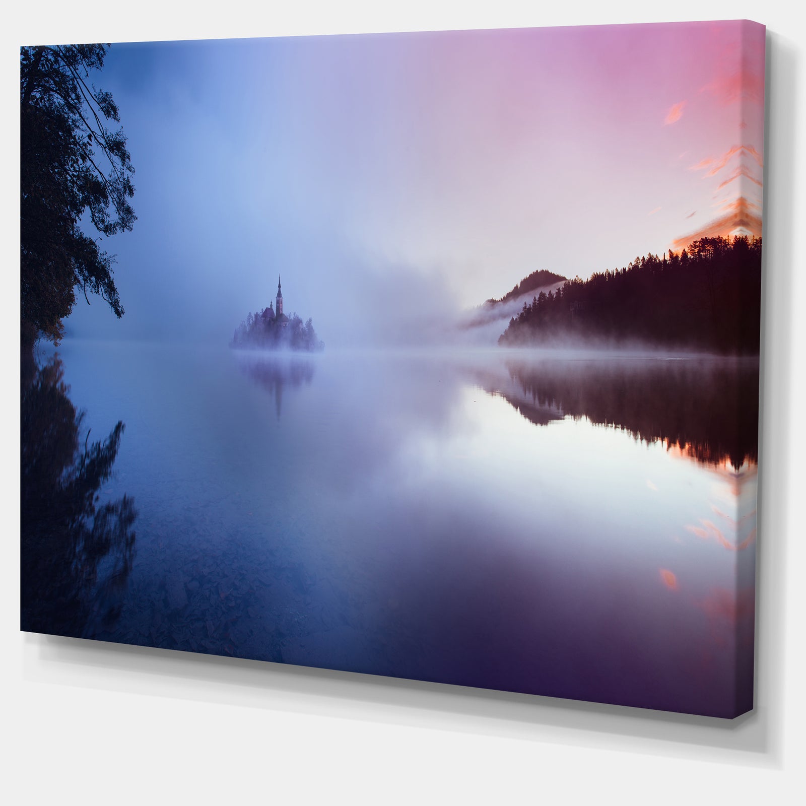 Island with Old Church in Bled City - Landscape Artwork Canvas