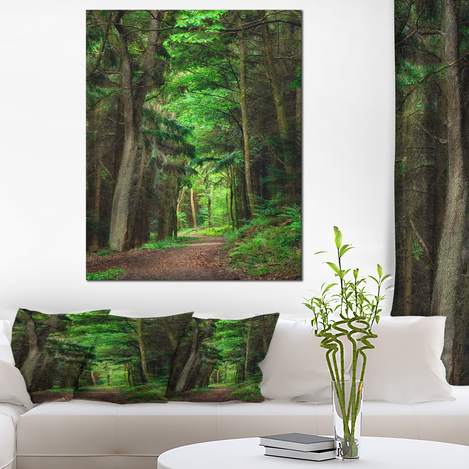 Dreamy Greenery in Dense Forest - Large Forest Wall Art Canvas