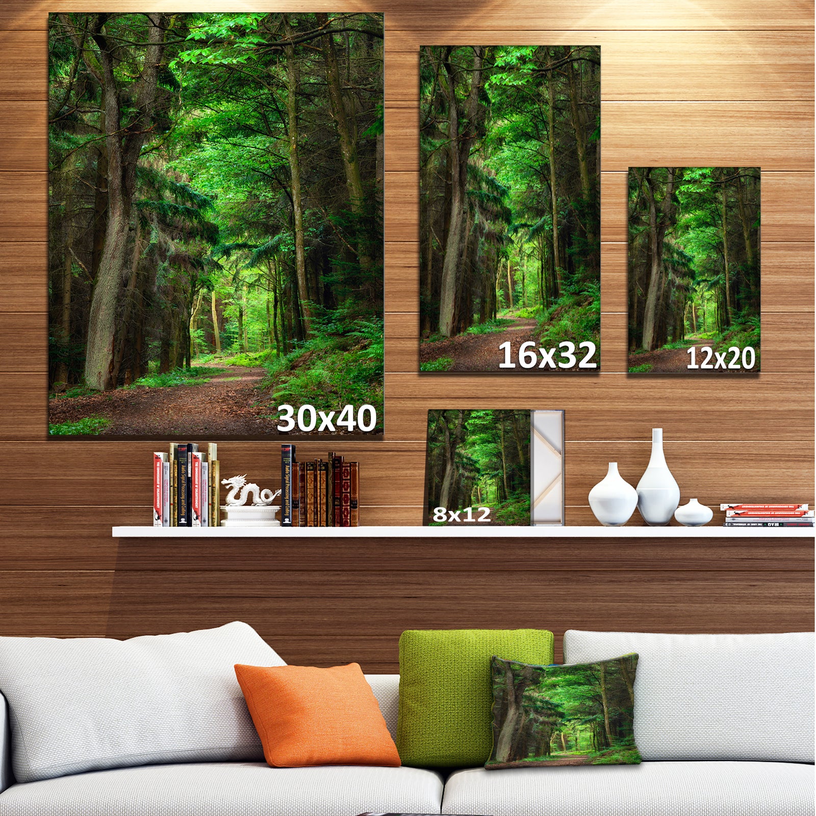 Dreamy Greenery in Dense Forest - Large Forest Wall Art Canvas