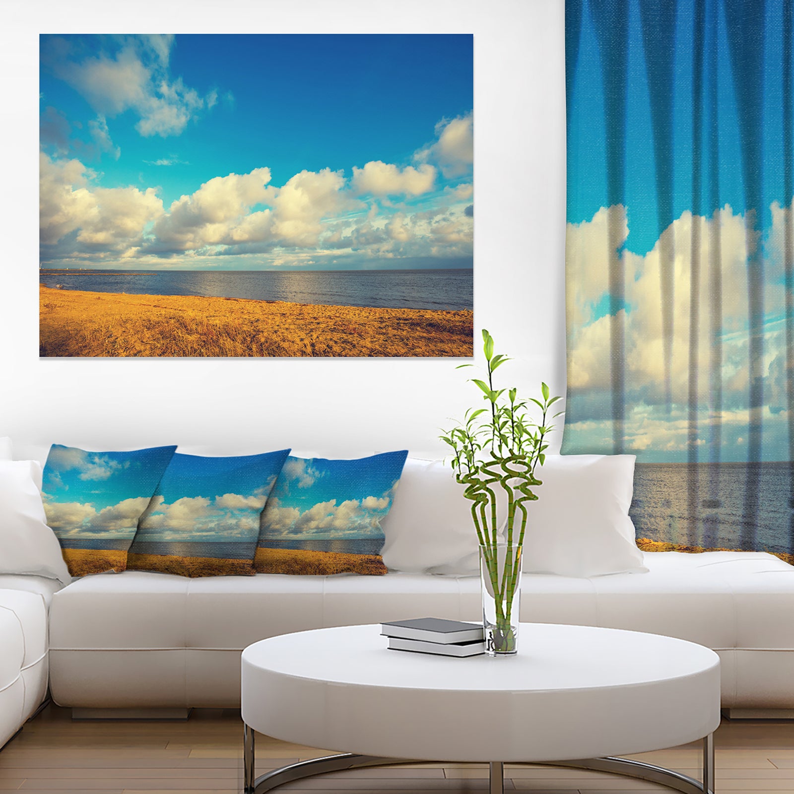 Deserted Brown Sea Coastline - Landscape Artwork Canvas