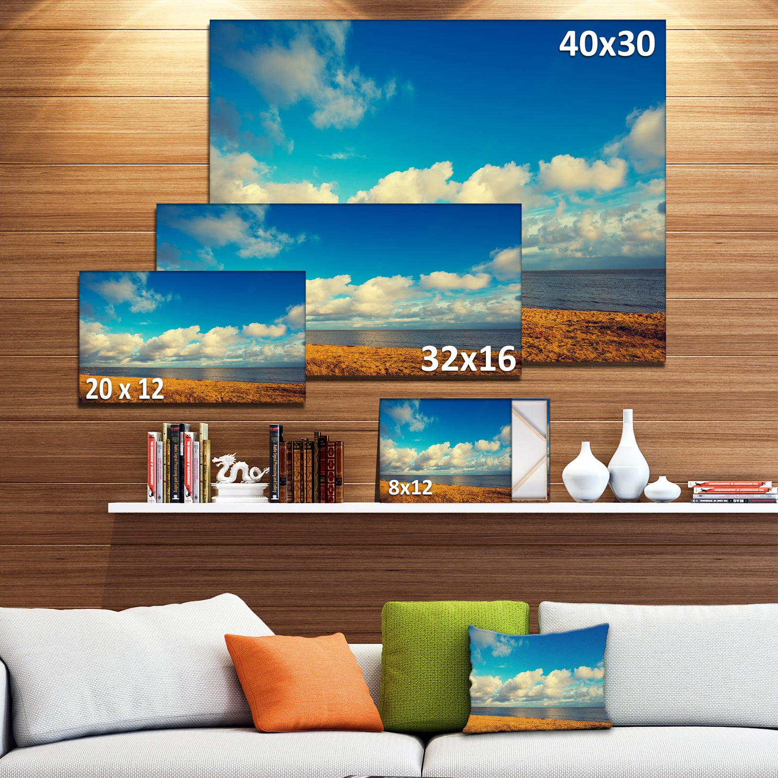 Deserted Brown Sea Coastline - Landscape Artwork Canvas