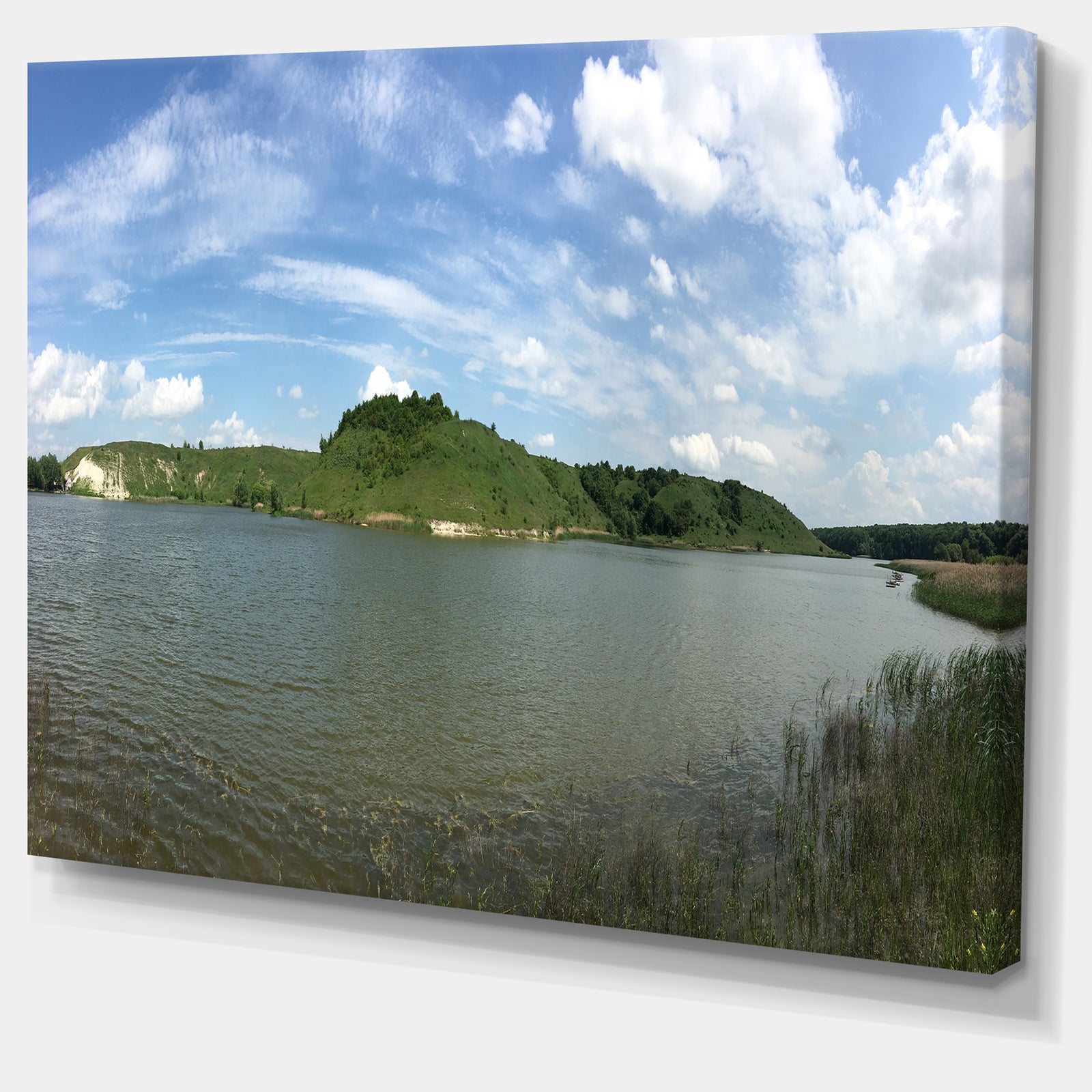 Wide Lake Trees Sky Landscape - Landscape Artwork Canvas