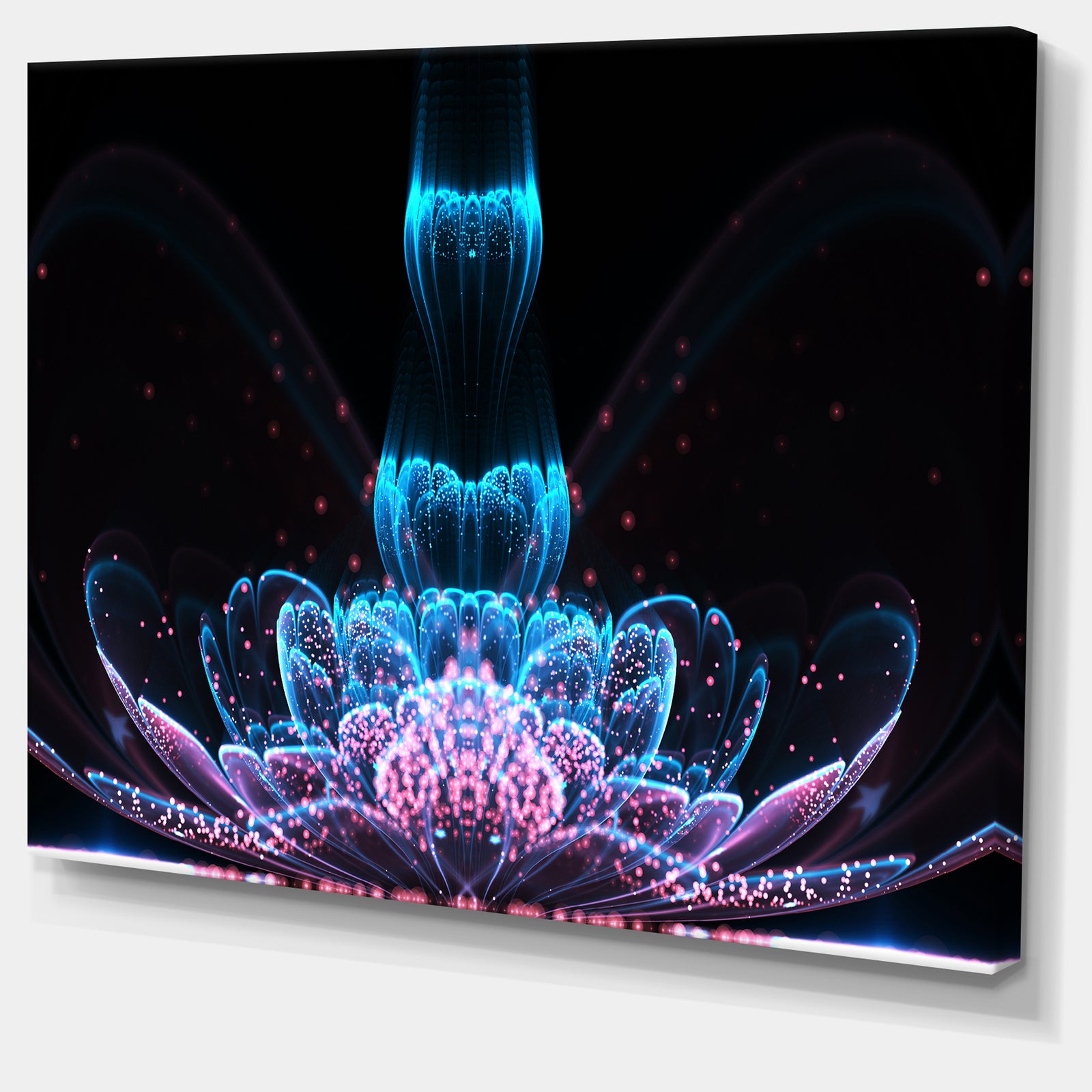Fractal Flower Blue Purple Digital Art - Large Floral Canvas Art Print