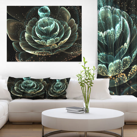 Fractal Flower Light Green Digital Art - Large Floral Canvas Art Print