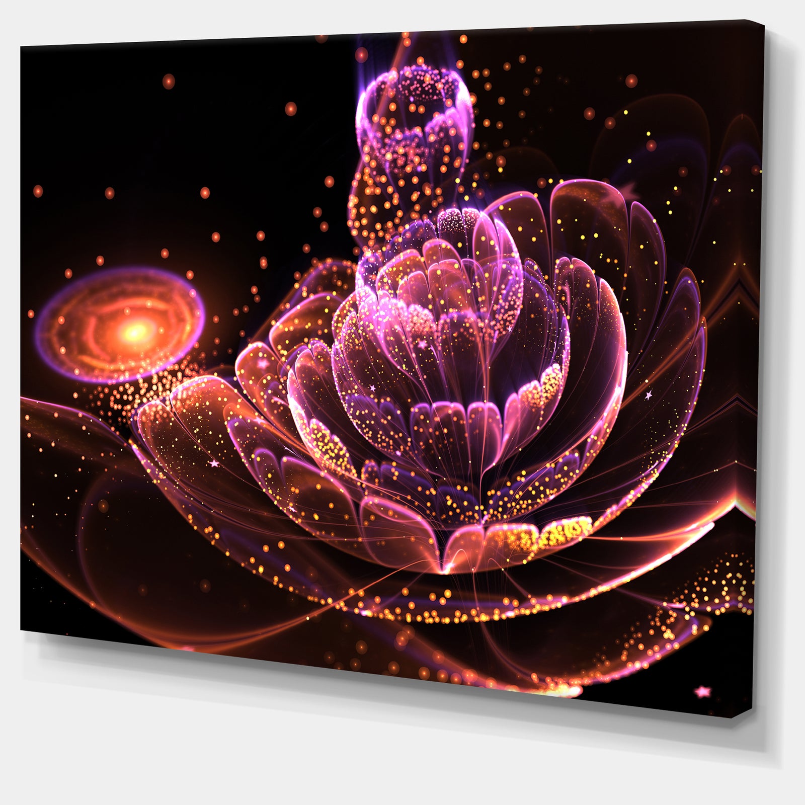 Fractal Flower Illuminated Purple Art - Large Floral Canvas Art Print