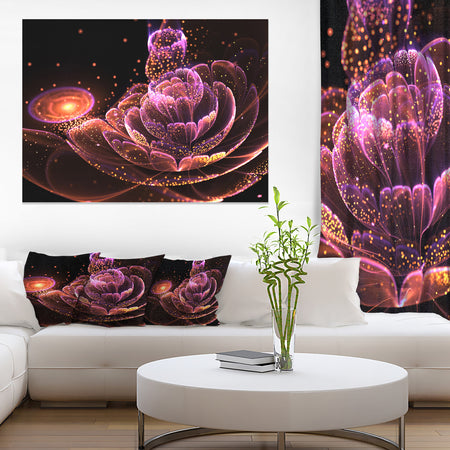 Fractal Flower Illuminated Purple Art - Large Floral Canvas Art Print