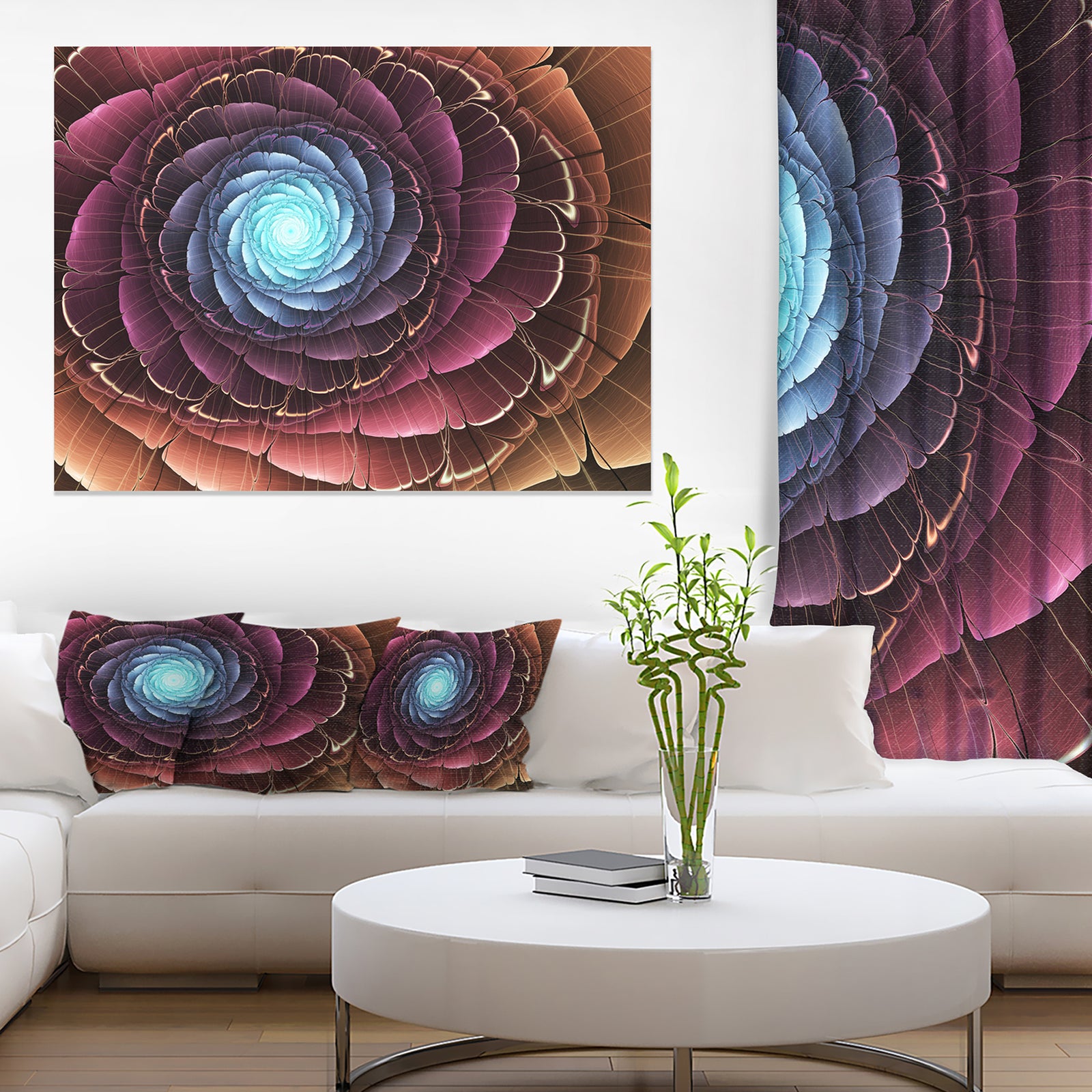Fractal Flower Pink Brown Digital Art - Large Floral Canvas Art Print