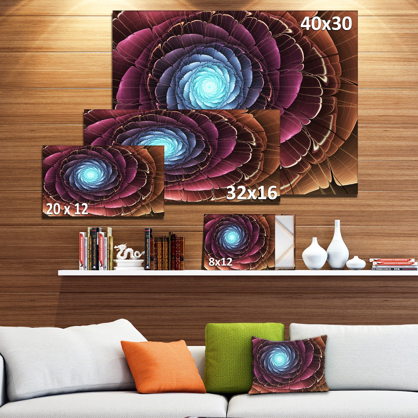 Fractal Flower Pink Brown Digital Art - Large Floral Canvas Art Print