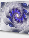 Fractal Flower Grey Blue Digital Art - Large Floral Canvas Art Print