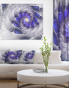 Fractal Flower Grey Blue Digital Art - Large Floral Canvas Art Print