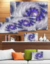 Fractal Flower Grey Blue Digital Art - Large Floral Canvas Art Print